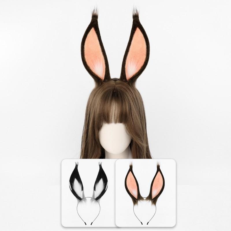 Fascia per Capelli con Orecchie da Coniglio in Peluche Fatta a Mano Accessorio Cosplay Arknights Amiya Skadi Costume per Convention Anime