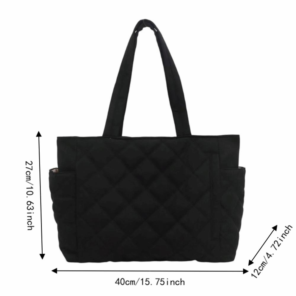 Large Capacity Rhombus Quilted Shoulder Bag Lightweight Tote Bag Minimalist Handbag Casual Wear