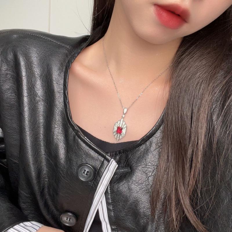 Korean Style Elegant Gemstone Jewelry Set: Rhombus Ring, Earrings, Necklace