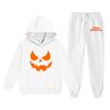 Kids Hoodie and Sweatpants Set with Halloween Print for Holiday Wear