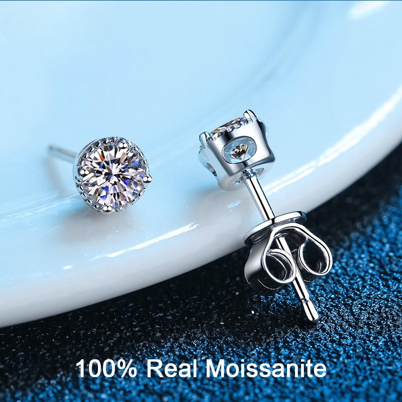 D Color 0.6ct Moissanite Stud Earrings 4mm VVS Clarity Diamond Stud Earrings For Women Men Sterling Silver Solid Ear Studs Fine Jewelry