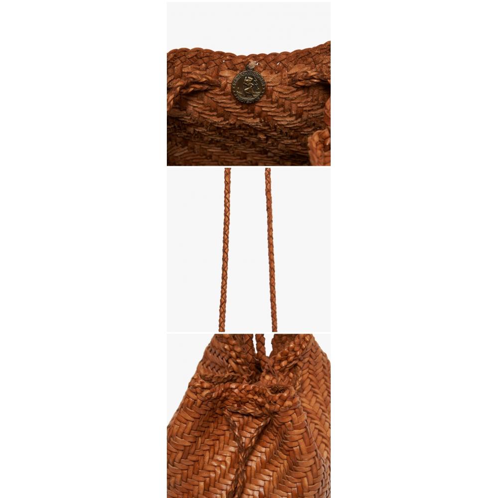 Dragon Diffusion 8838 Tan Pom Pom Double Jump Shoulder Bag