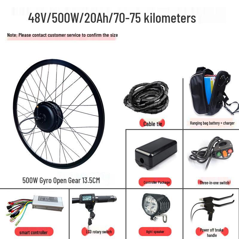 48V Electric Pedal Assist Mountain Bike Conversion Kit, 500W/750W Rear Drive, High-Speed Climbing Motor