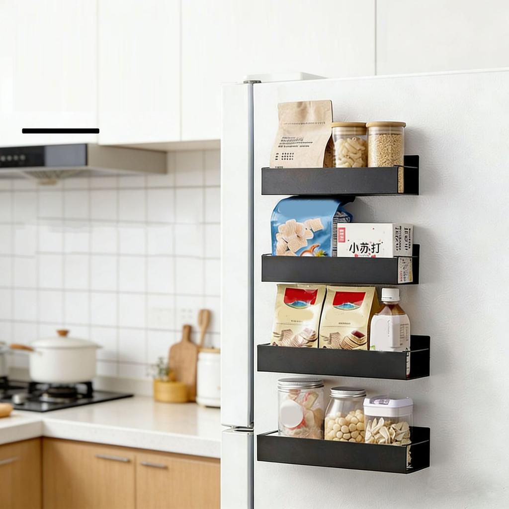 Multipurpose Magnetic Holder for Fridge Washing Machine Side Drillless Mount Space Efficient Includes Hooks