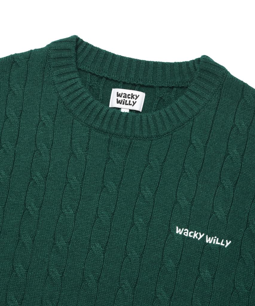 WACKY WILLY Basic Cable Tissue Pullover Green