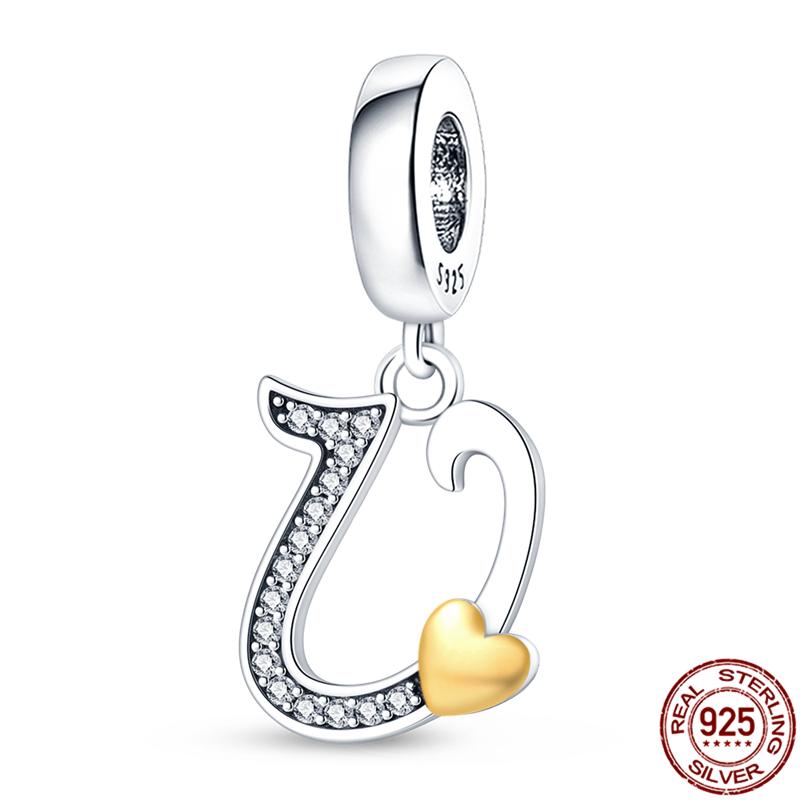 Original Design Anhänger Zirkon Herzform 26 englische Buchstaben A-Z Charm Perlen Passend 925 Original Armband Halskette Schmuck