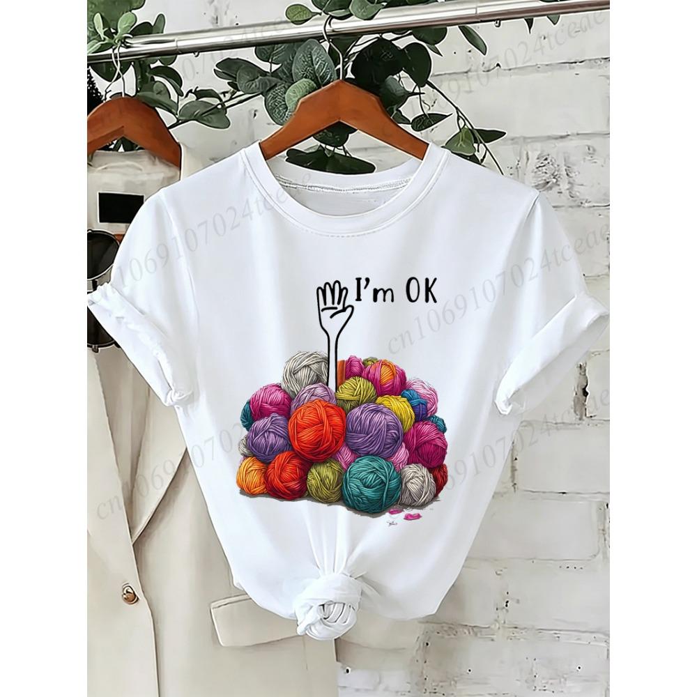 

I m OK Graphic Women s Tee Shirts Unisex Casual O Neck Short Sleeve T-Shirts Fashion Streetwear Men Women Daily T Shirt Tops M