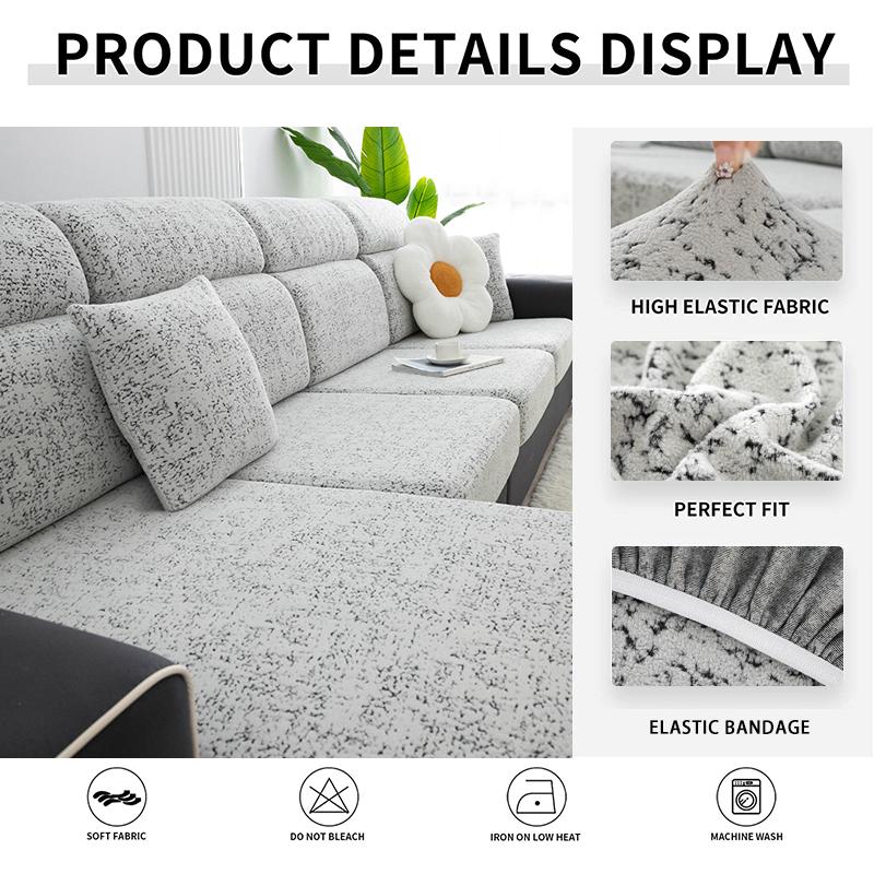 Elastic Sofa Seat Cushion Cover, Thickened Fully Fitted Slipcover For Living Room, Anti-Slip, Easy To Clean, Fits Chaise Sofas