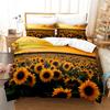 Sunflower Duvet Cover Set Double Size for Teens Floral Branches Bedding Set Garden Theme Comforter Cover with Pillowcases 2 Pcs