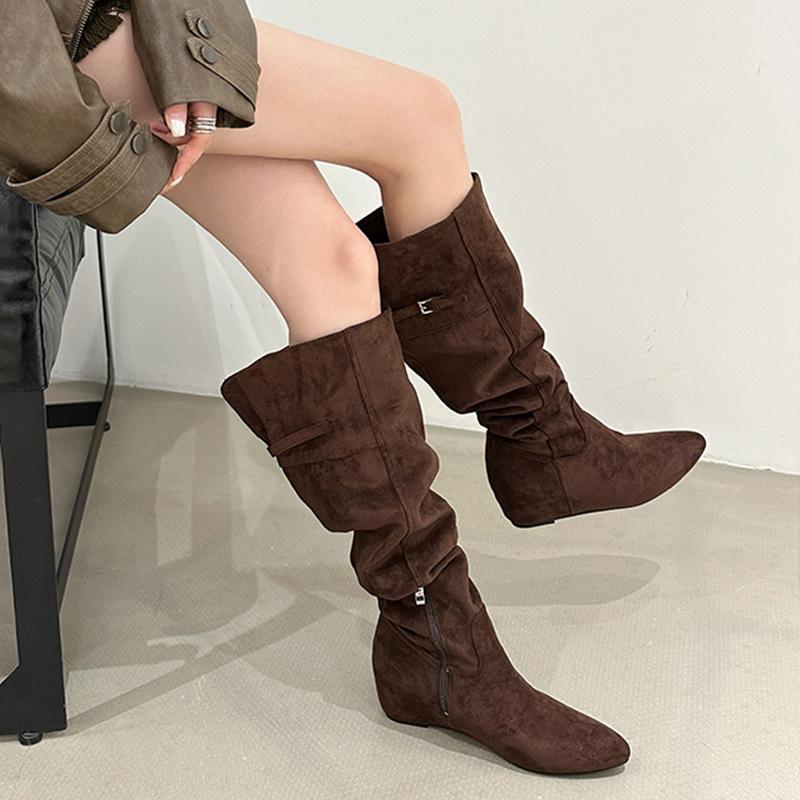 

Сапоги Женские Сапоги выше колена 2025 Осень и Зима Новые Высокие Женские Сапоги Замшевые С отворотами На платформе Сапоги с внутренней высотой 39