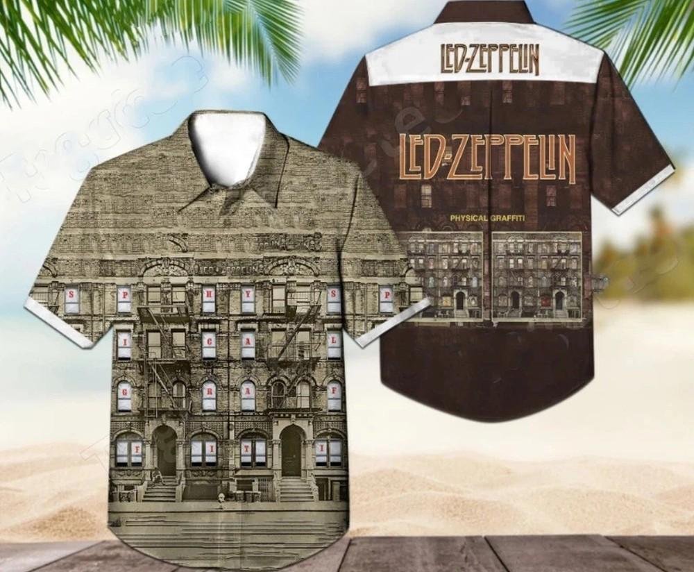 Led Zeppelin Physical Graffiti Album Cover Hawaiian Shirt, shirt US size Unisex T-Shirt L