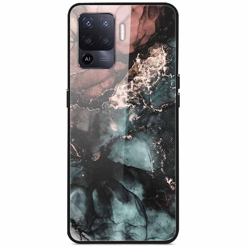 Tempered Glass Case For Oppo Reno5 Lite Hard Back Cover for Oppo Reno 5 Lite Luxury Painted Reno5Lite Funda 6.43'' Shockproof