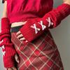 Slouchy Y2K Fingerless Gloves Long Wrist Cuffs Sweet Bow Knitted Arm Warmers  Girls