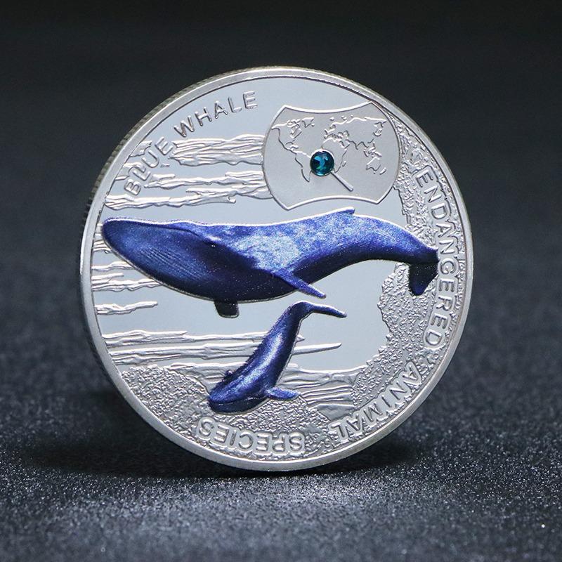 

Australia, Cherish Wildlife Commemorative Coin, Deep Sea Blue Whale Commemorative Medal Silver Plated Coin single piece
