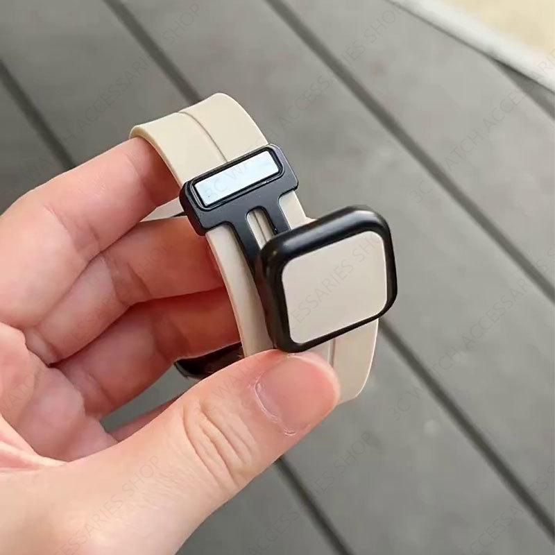 Bracelet Magnétique pour Apple Watch Série 9 8 7 6 SE 5 4 3 2 1 45mm 44mm 42mm 41mm 40mm Bracelet de Sport en Silicone pour iWatch Ultra 2 49mm