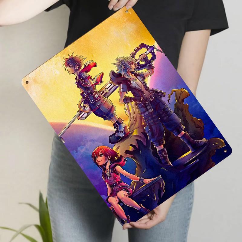 

Kingdom Hearts Characters Metal Wall Art Decorative Painting for Living Room Bedroom Kids Room Game Theme Hanging 20x30cm（7.8x11.8inch）