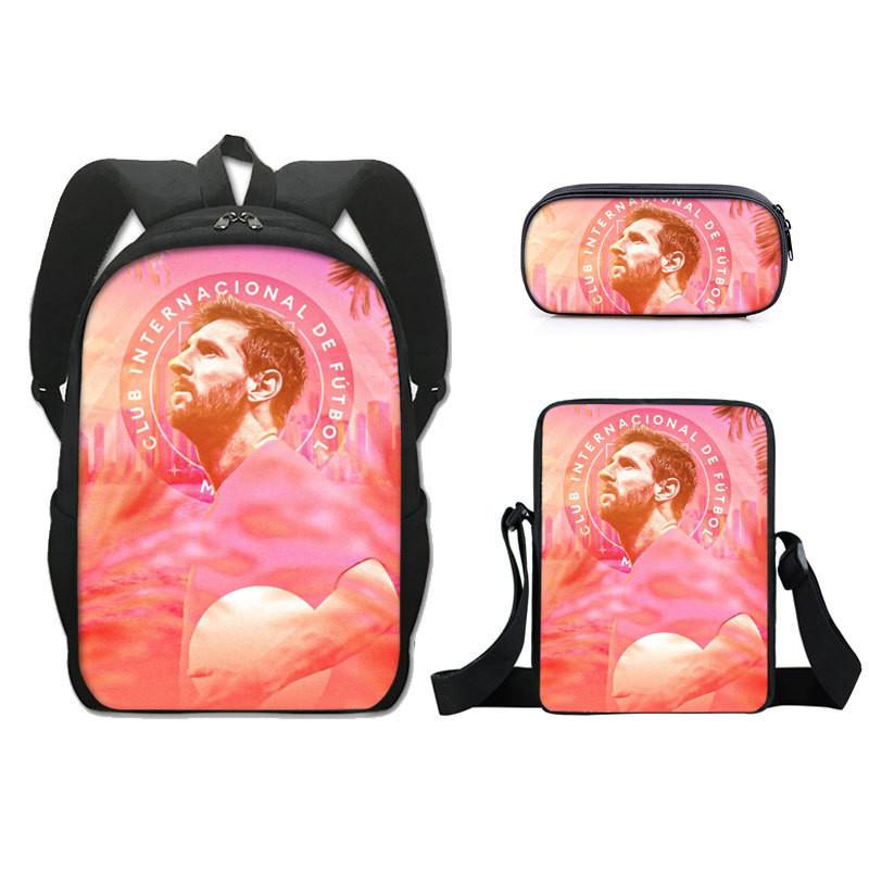 Modern Miami Messi Backpack Set With Breathable Polyester And Lightweight Design For School Use
