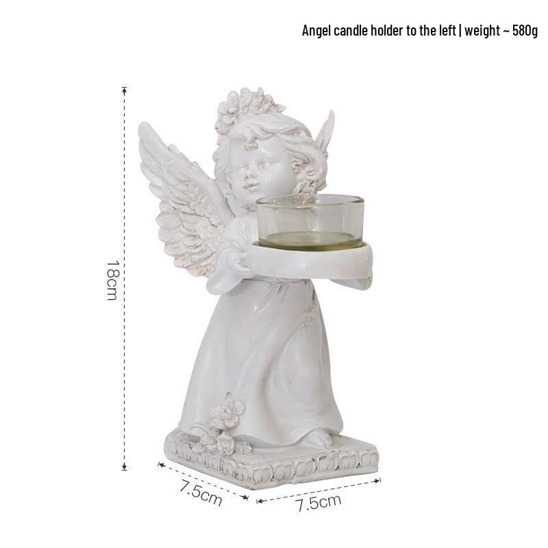 European-Style Angel with Candlestick: Pure White Ornamental Decor for Romantic Atmosphere In Living Room or Party