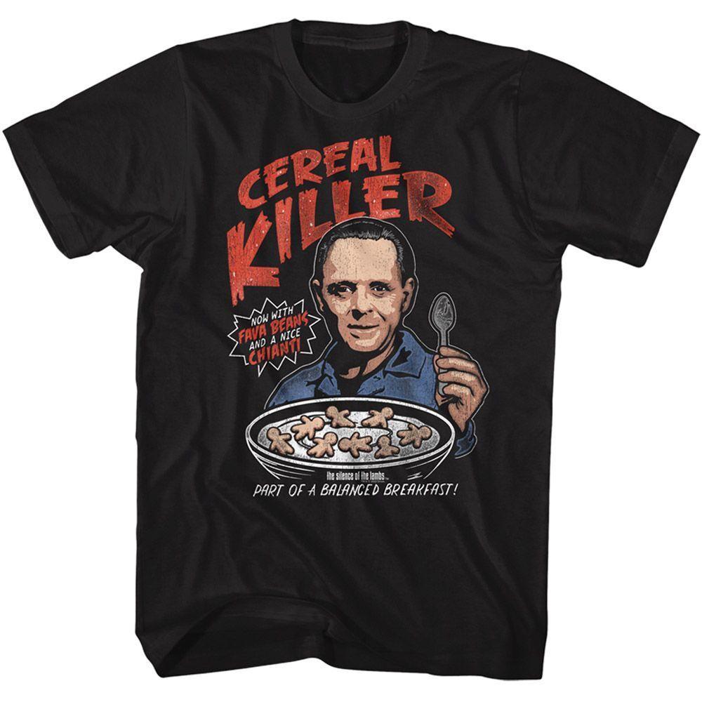 Silence of the Lambs Cereal Killer Black Adult T-Shirt Mens Womens Tees Top M