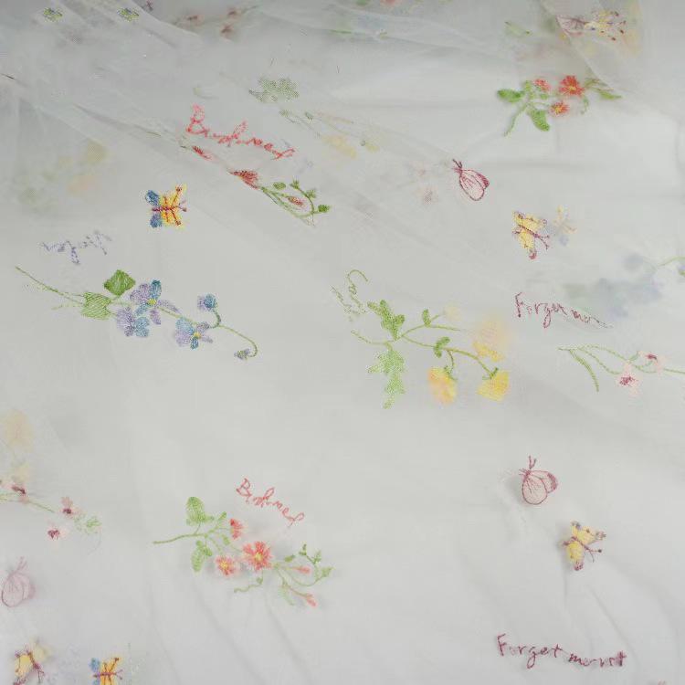 European Embroidered Multi-Color Floral Tulle Wedding Dress