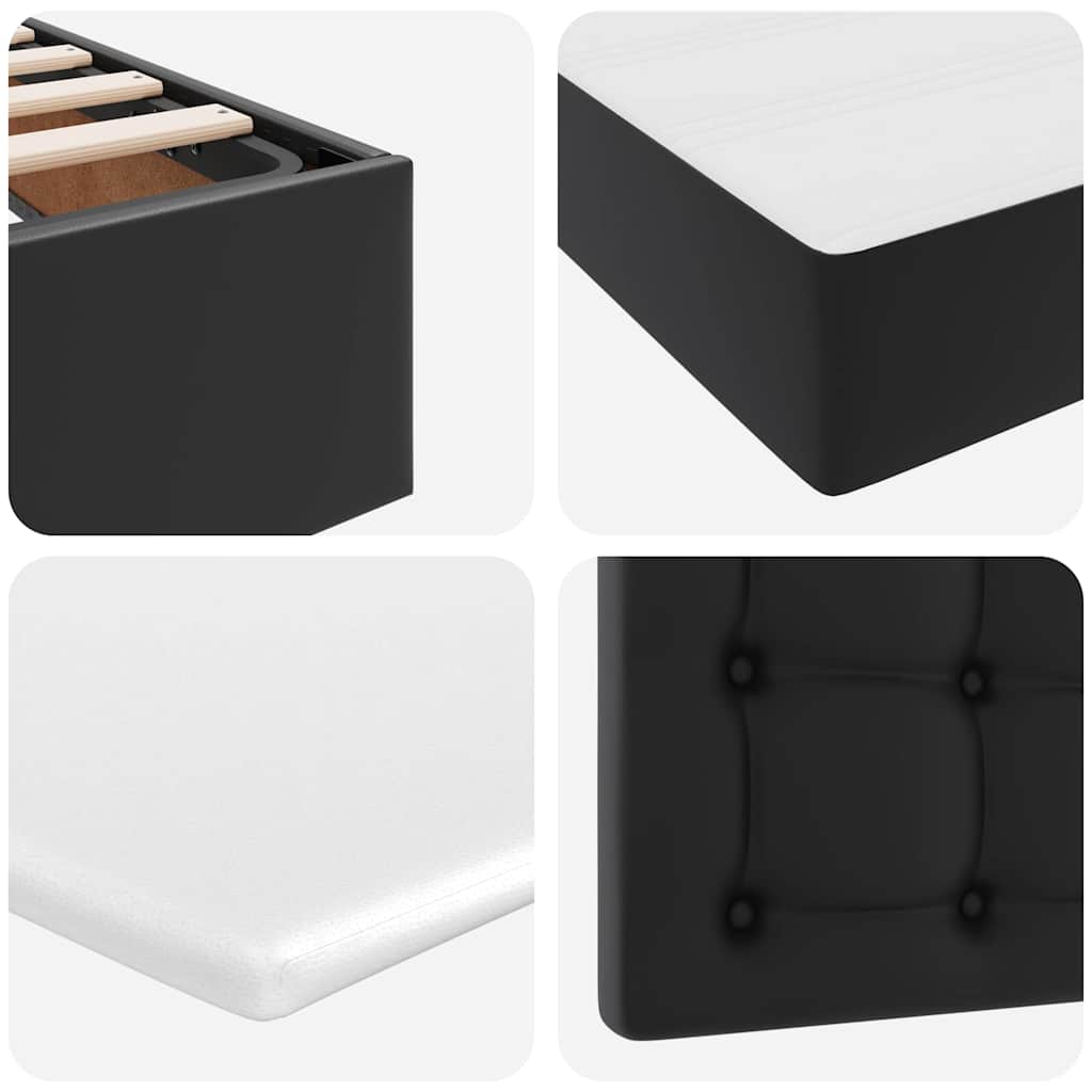Storage Bed with Mattress Black 90 X 190 Cm Faux Leather