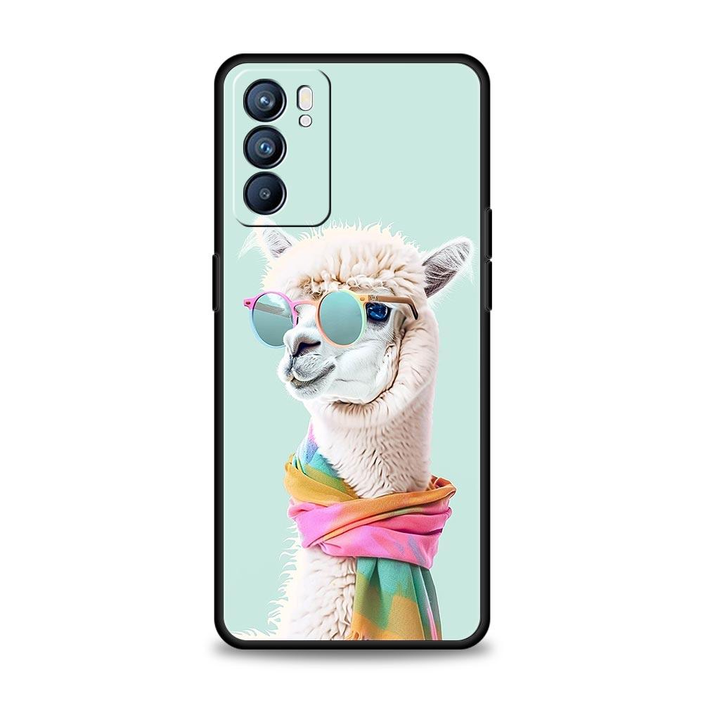 Kawaii Alpaca Lovely Phone Case For Oppo Reno8 Reno7 Reno6 Pro A54 5G Find X6 X5 A53 A52 A9 A15 A95 A17 A16 A76 A57 A31 Cover