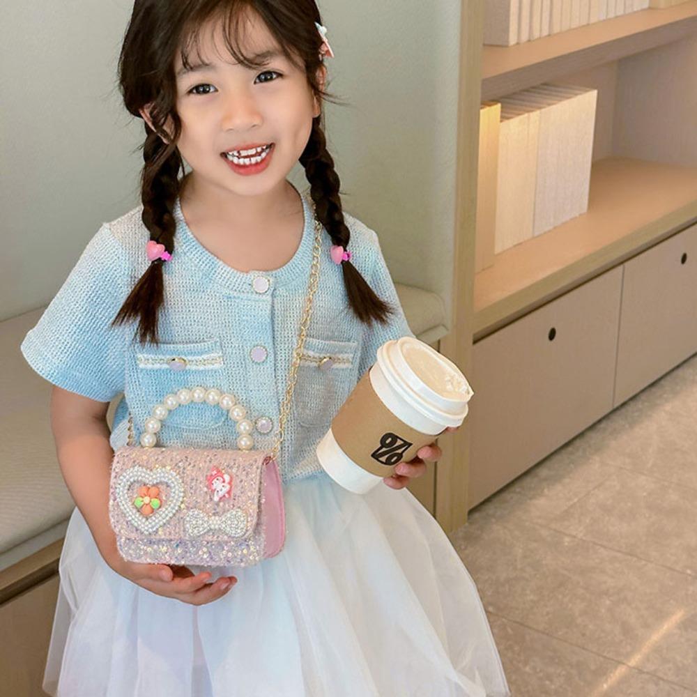 Lace Children's Bag Sequin Shoulder Bag 2024 Underarm Bag  Girl