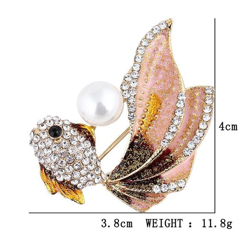 1Pc Crystal Rhinestones Goldfish Brooches Women Brooch Pin Clothes Accessories
