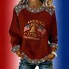 Women's long-sleeved fashionable casual everyday Independence Day printed top