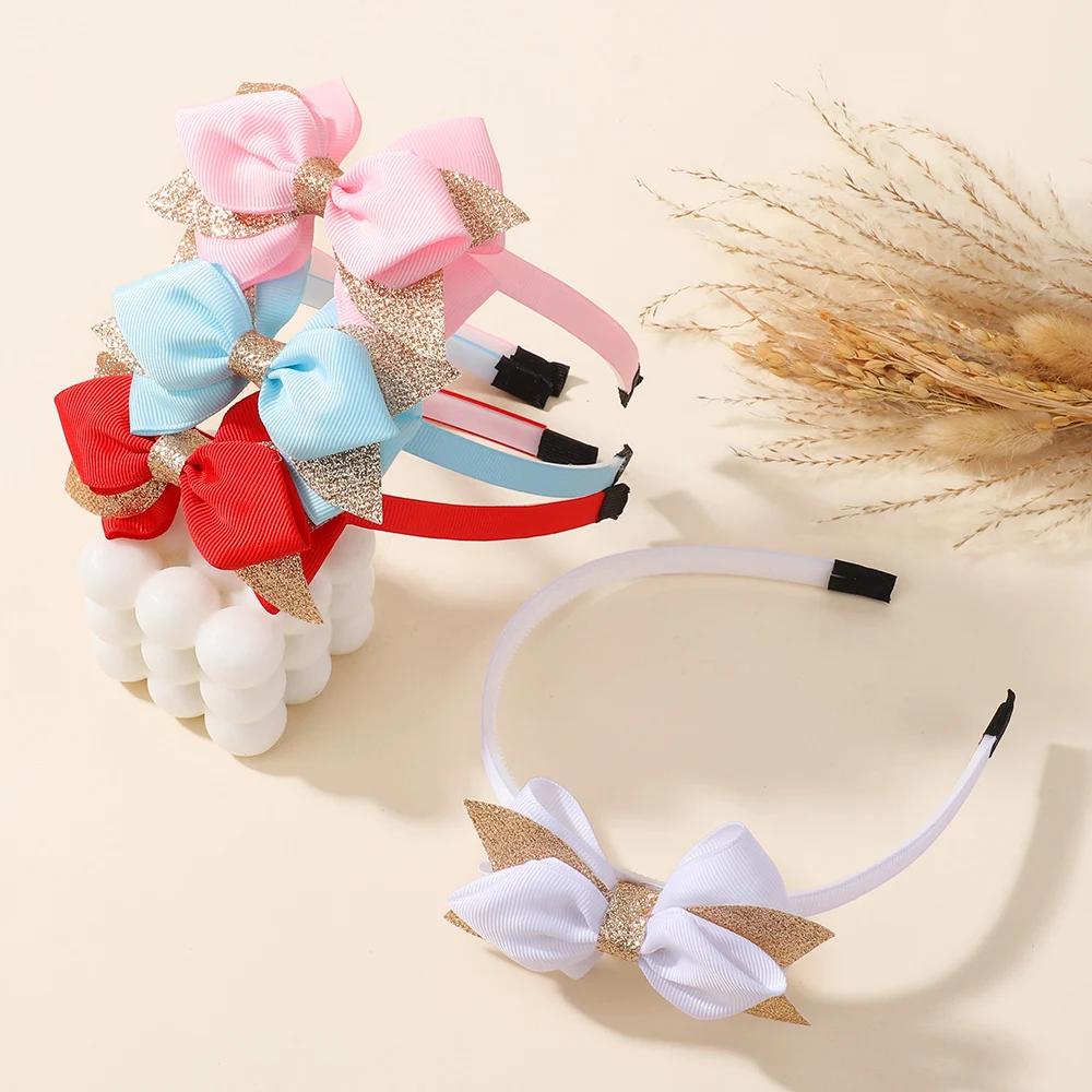Niedliches Schleifen-Haarband Mädchen Handgemachtes Schleifen-Haarband Kopfschmuck Cartoon Schleife Haarreif Kinder Haarschmuck Glitzer Geschenke