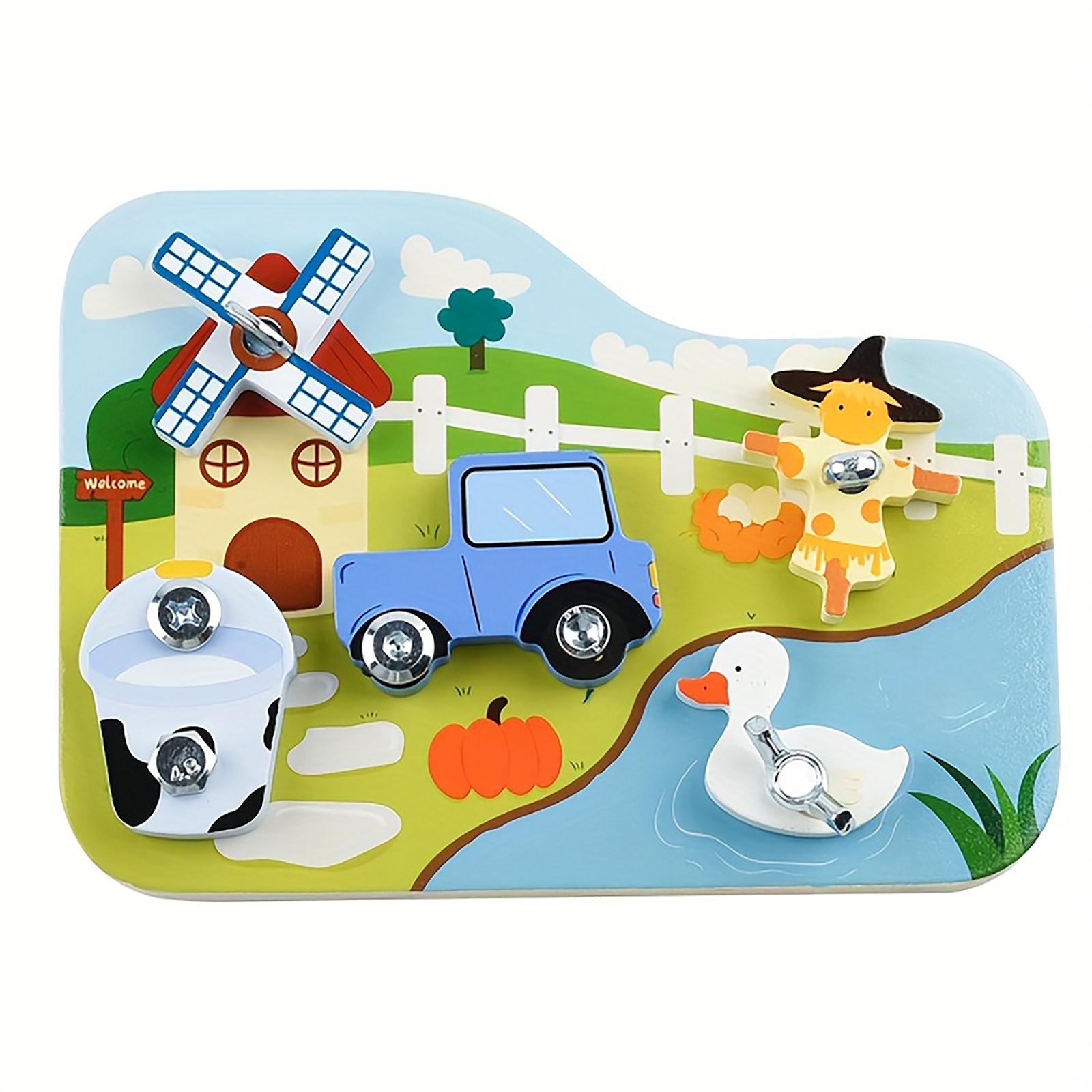 

Wooden Small Farm Them Screw Board, Hand-Eye Coordination And Fine Motor Skills Training Toy, Suitable For Birthday Gifts, One Size