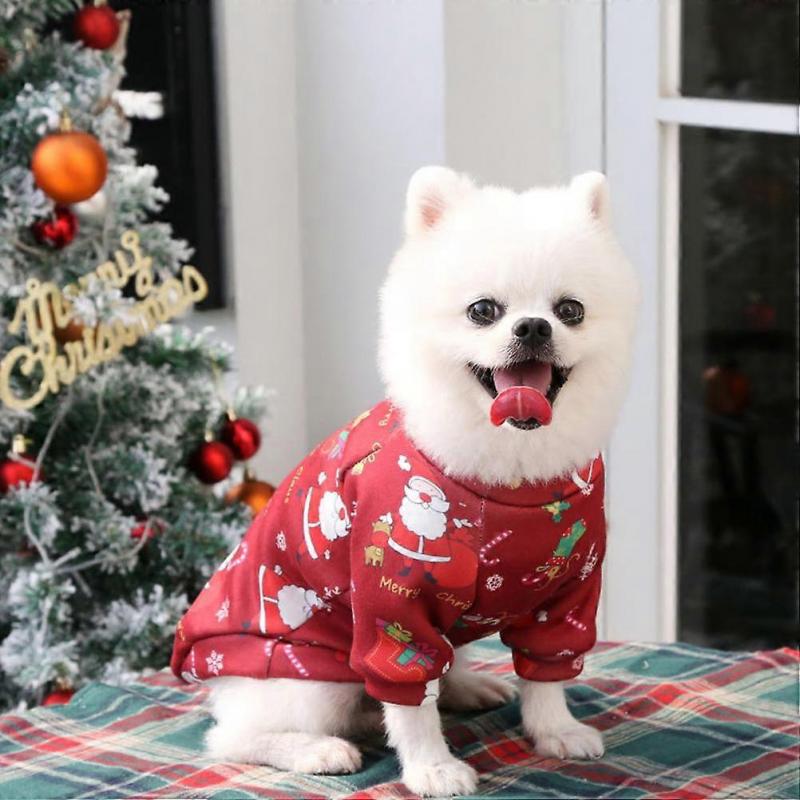 Pet Christmas Costume Dog Cat Printed Apparel for Decoration 2Pcs Set