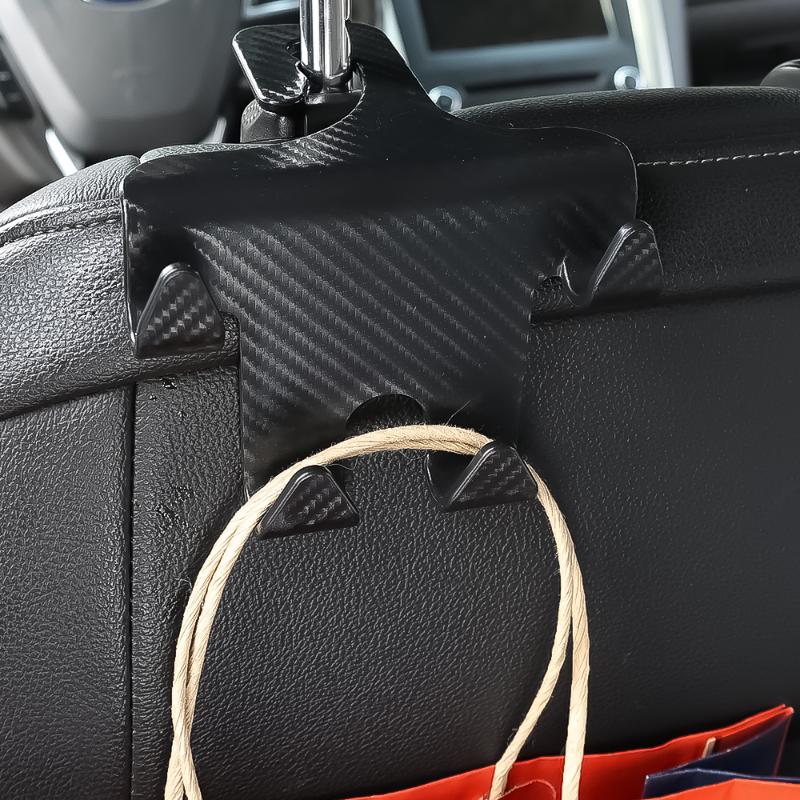 Multi-functional Car Back Seat Hooks Carbon Fibre  Headrest Hanging Holder Rear Seat Storage Bracket Wire Sorter Hook