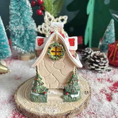 Christmas Ornament Ornament Snow House Aromatherapy Stove Home Living Room Light Luxury Resin Christmas Ornament