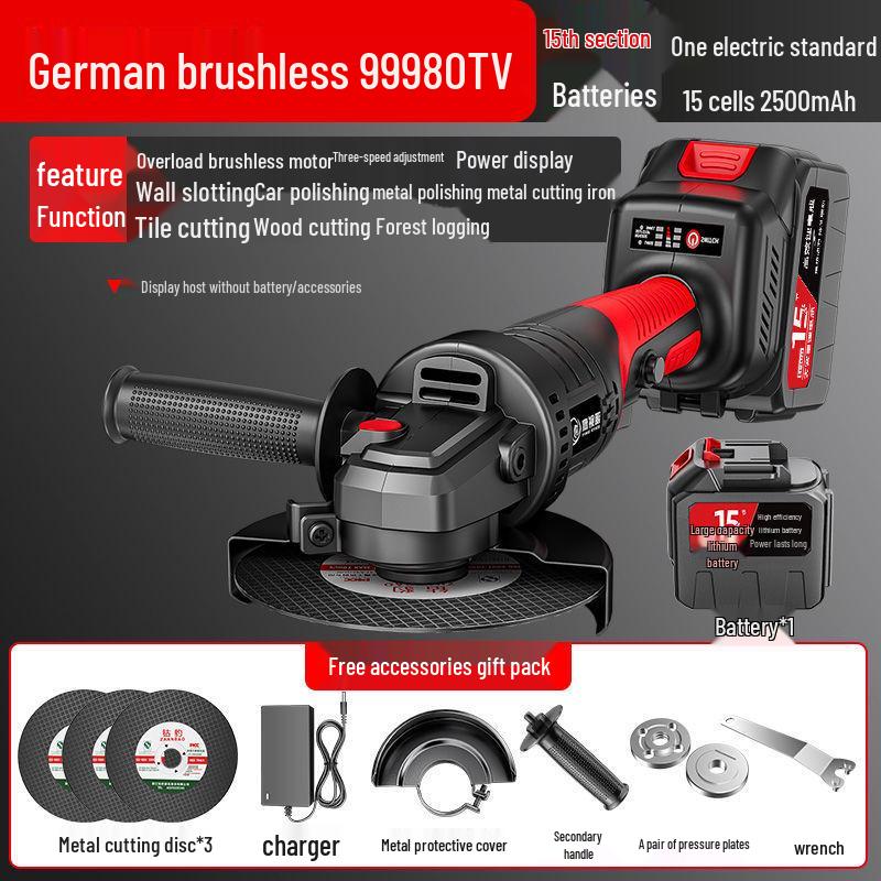 Brushless Cordless Lithium Battery Angle Grinder & Polisher - Multifunctional Cutting & Polishing Machine