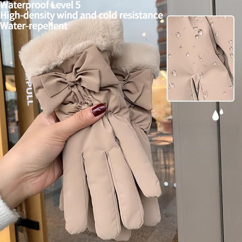 1PAIR Winter Gloves Women's Thickened Fleece Cycling Cold-proof Waterproof Touchscreen Cycling Electric Vehicle Warm Ski Cotton Gloves