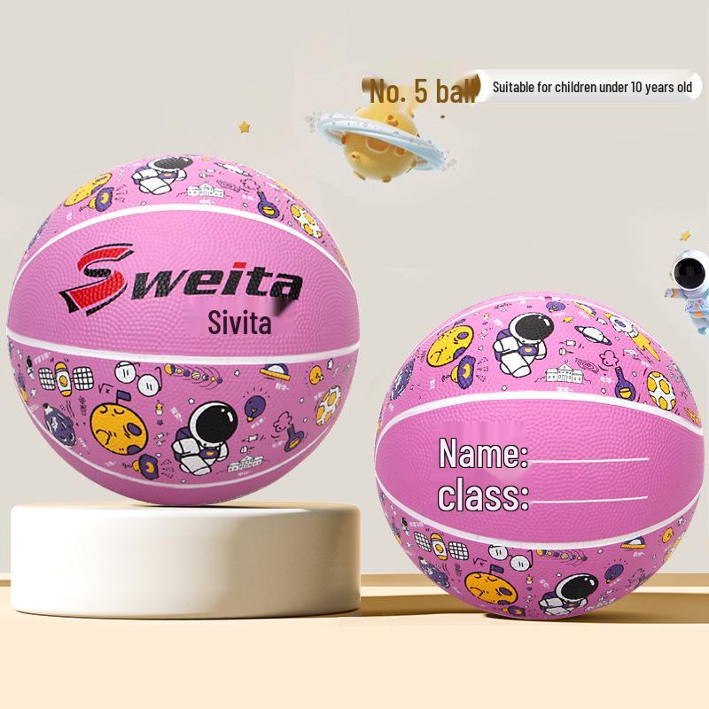 Children's Rubber Basketball - Sizes 3, 4, 5, 7, High Rebound, Wear-Resistant, Ideal for Kindergarten, Student Training & Competition.