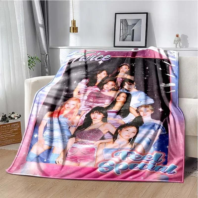 Kpop Twice Soft Flannel Plush Throw Blanket Girls Fashion Cute Blanket Bedroom Living Room Sofa Picnic Travel Blanket Girl Gift