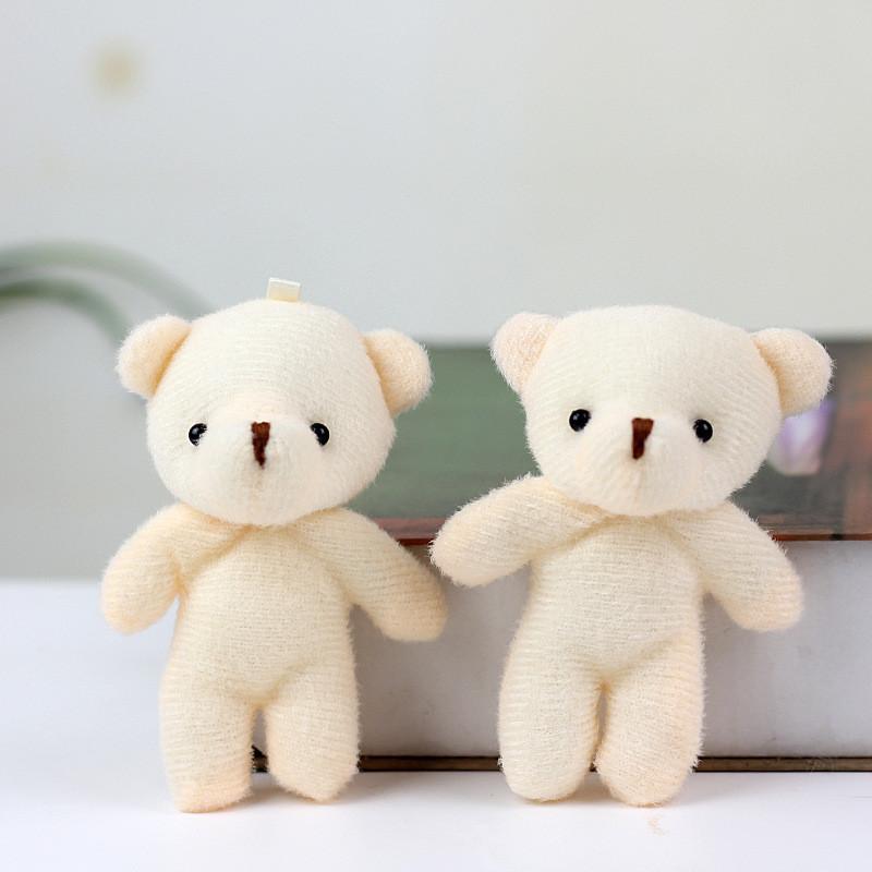 Charming Miniature Bear Plush Beige Teddy Doll Soft Short Plush Keychain Gift