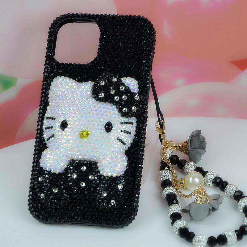 Phone Case IPhone 11 12 13 14 Pro Max 7 8 Plus Xs 6 XR Black Kitten Bling