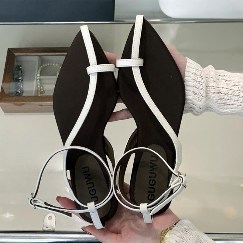 Fashion Novelty Designer Ankle Strap Clip Toe Sandals Women Narrow Strap Wedge Low Heel Slippers Women Cozy Summer Beach Gladiator Shoes