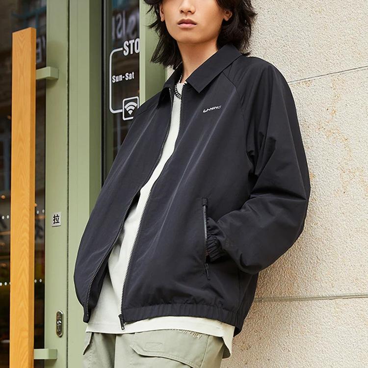 Li-Ning Comfortable Casual Simple Loose Jacket Men Jackets Black AJDS853-1