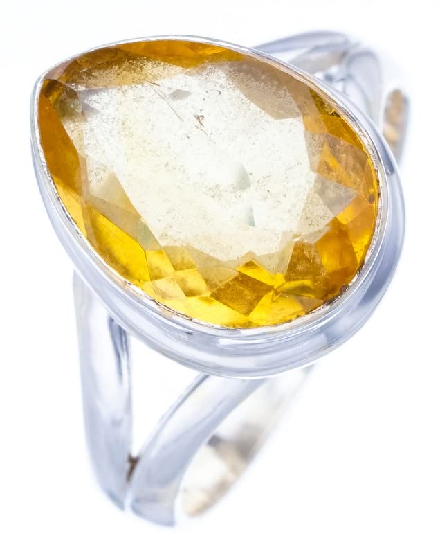 

StarGems® Natural Citrine Handmade 925 Sterling Silver Ring 7.75 F0322