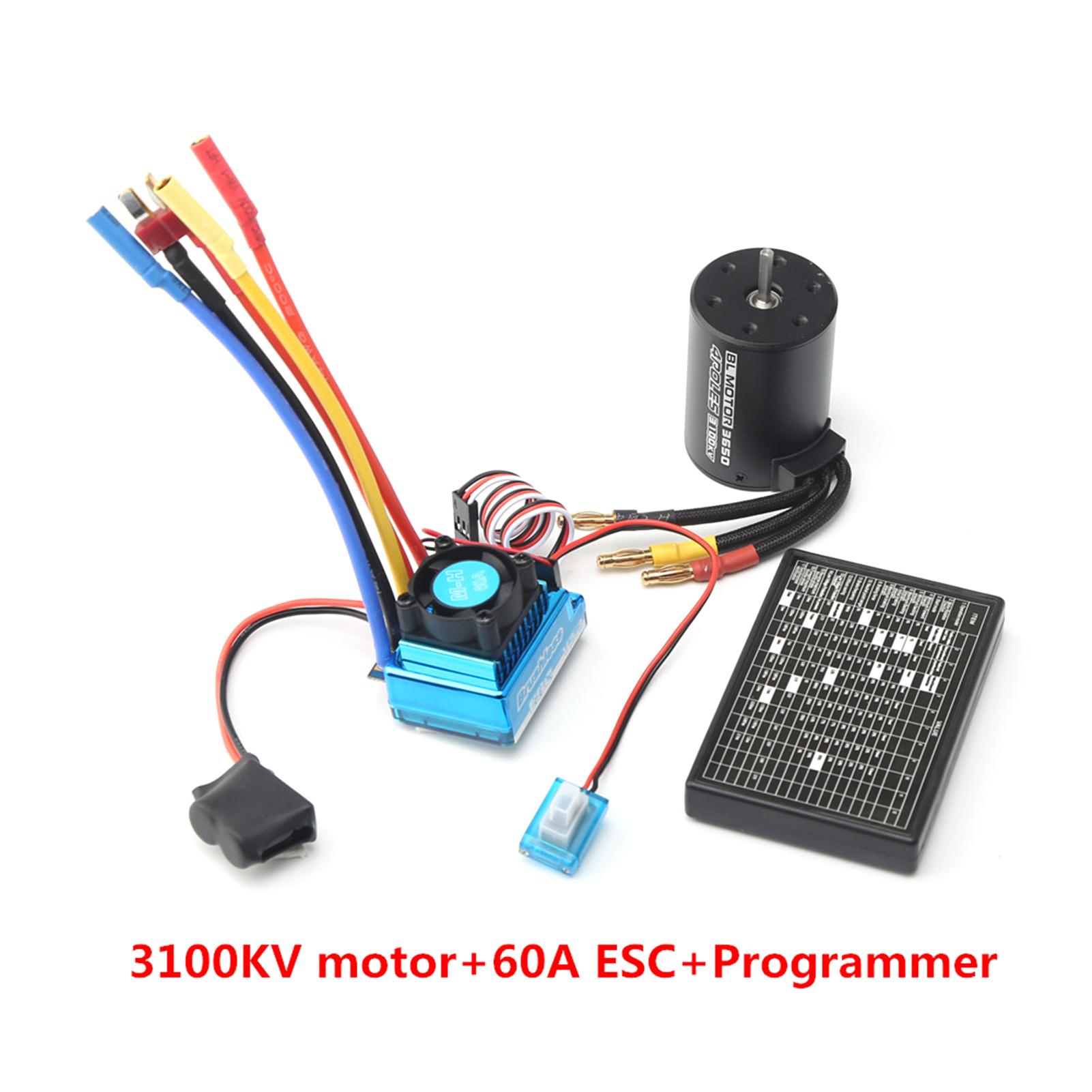 

Безщітковий двигун 3650 3100 КВ з картою програмування ESC без щіток 120 А для 1/8 1/10 автомобіля на радіоуправлінні. 60A різнокольоровий