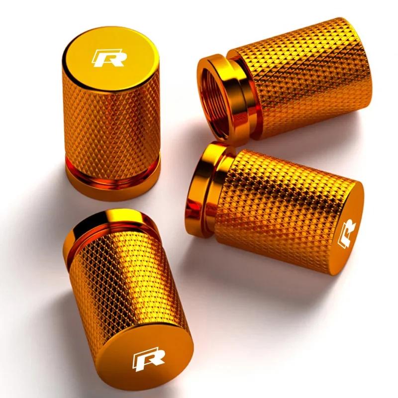 2026 Autocollant Chaud 4pcs Style de Voiture Bouchons de Valve de Pneu de Roue Couvercles Tiges de Valve d'Air de Jante de Pneu pour Volkswagen VW R Line Rline G