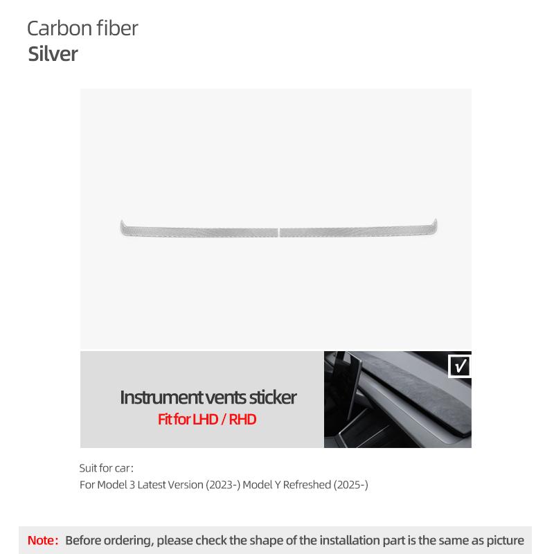 Carbon Fiber For Tesla Model 3 Highland Model Y Juniper Car Interior Dashboard Air Outlet Trim Strip Trument Auto Accessories