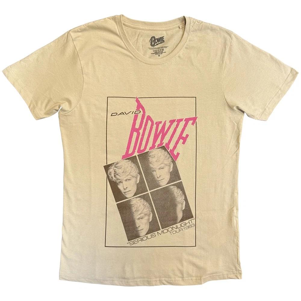 David Bowie T Shirt Serious Moonlight Tour 1983 Logo new Official Mens off White XL
