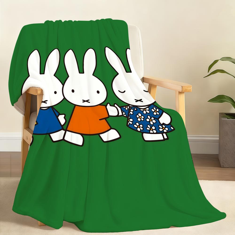 Kawaii M-Miffy Blanket Soft Throw Blanket for Home Bedroom Bed Sofa Picnic Travel Office Rest Cover Blanket Gift