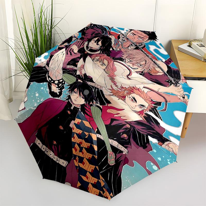 

1pc Demon Slayer: Tanjiro Kamado Outdoor Umbrella - Automatic Opening/Closing, Portable 3-Fold Design with 8-Bone Iron Frame - Perfect Gift for Fans,