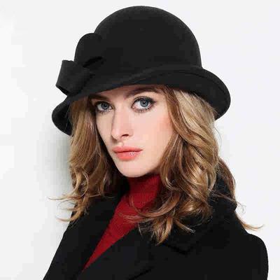 Francouzský - Elegantní Retro Vlněný Fedora S Srolovaným Mašlí, Módní Klobouk Bucket